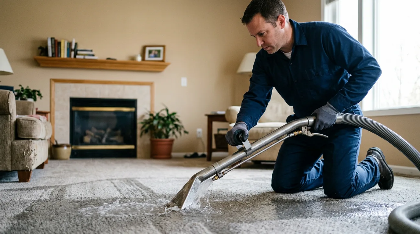Water damage restoration technician working near Pampa, TX